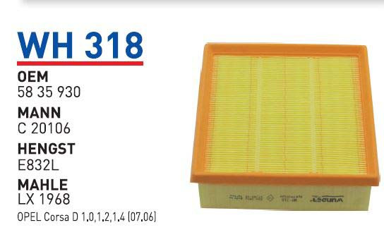 WUNDER WH 318 OPEL CORSA D-E 1.2-1.4 BENZİNLİ HAVA FİLTRESİ