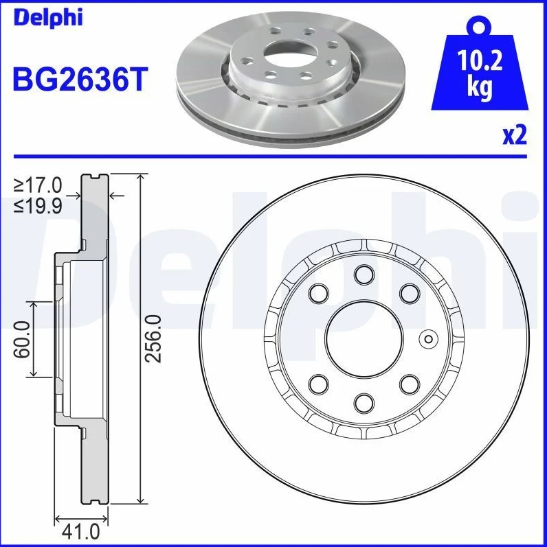 DEL-BG2636T FREN DİSKİ VECTRA A 88-95 / ASTRA F 91-98 / CORSA B 93-00 / ÖN HAVALI 256-4 (SET)