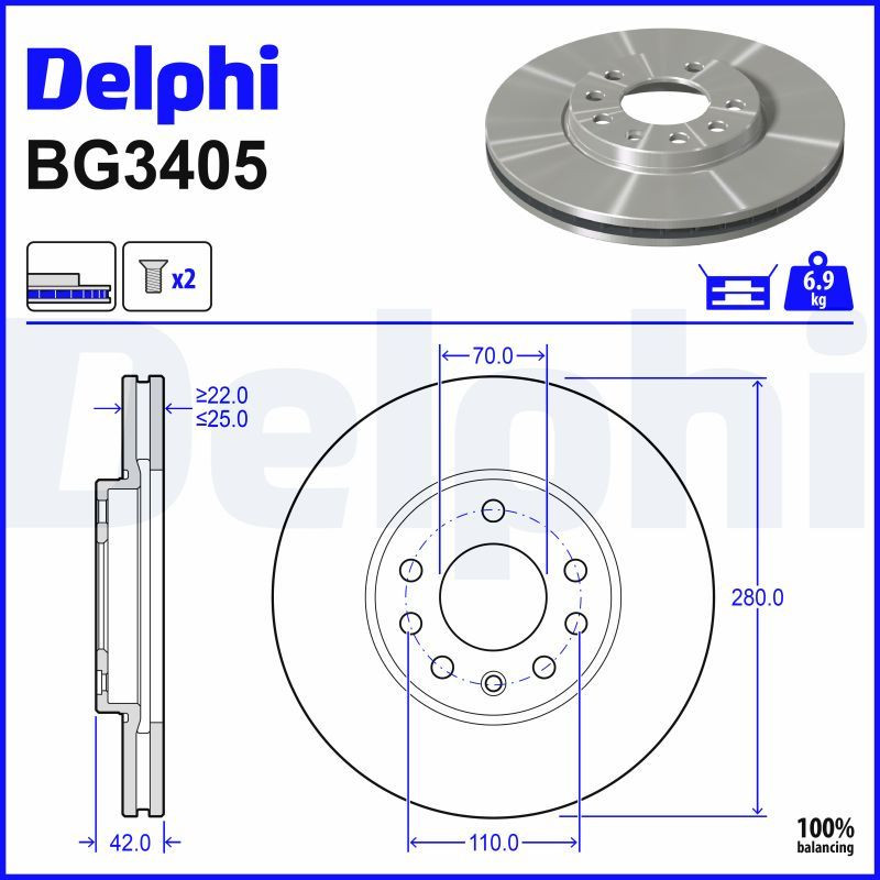 DEL-BG3405 FREN DİSKİ ASTRA H 04-10 / ASTRA G 98-07 / ZAFIRA A 98-05 / MERIVA A 03-10 / ÖN HAVALI 280-5 (SET)