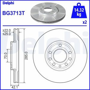 DEL-BG3713T FREN DİSKİ VECTRA C / SIGNUM  02-08 / ÖN HAVALI 285-5 (SET)