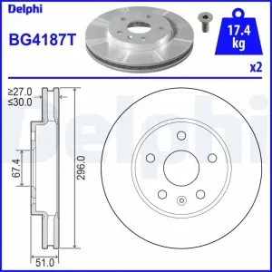 DEL-BG4187T FREN DİSKİ INSIGNIA A 08-17 ÖN HAVALI 296-5 (SET)