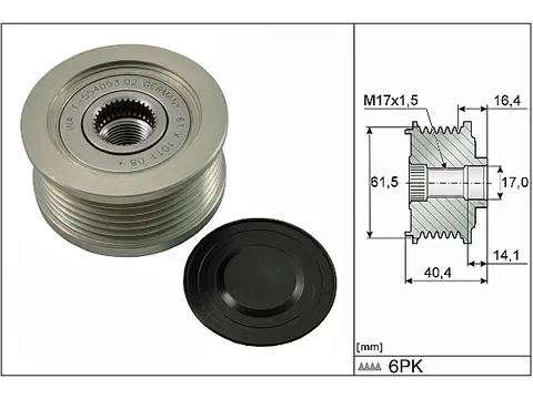INA-535011510 KASNAK ŞARJ DİNAMO ASTRA H / VECTRA C / SIGNUM / ZAFIRA Z16DTH / DOBLO 1.3-1.9 / BRAVA / BRAVO / GRANDE PUNTO / İDEA / MAREA / PALIO / IDEA 1.9D