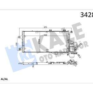 KLE-342895 RADYATÖR KLİMA CORSA C / COMBO 03= 1.3-1.7 CDTI KURUTUCU İLE