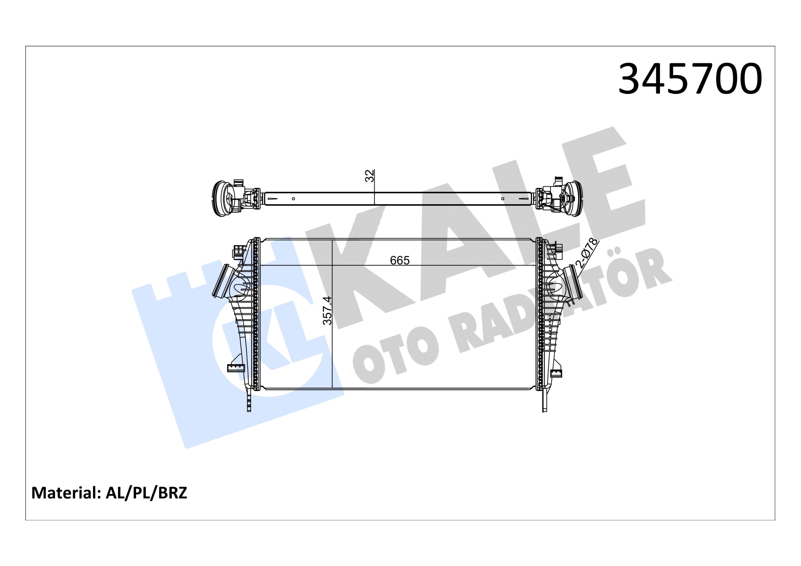 KLE-345700 TURBO RADYATÖRÜ (INTERCOOLER) INSIGNIA A A16LET-A20DTH-A20NHT
