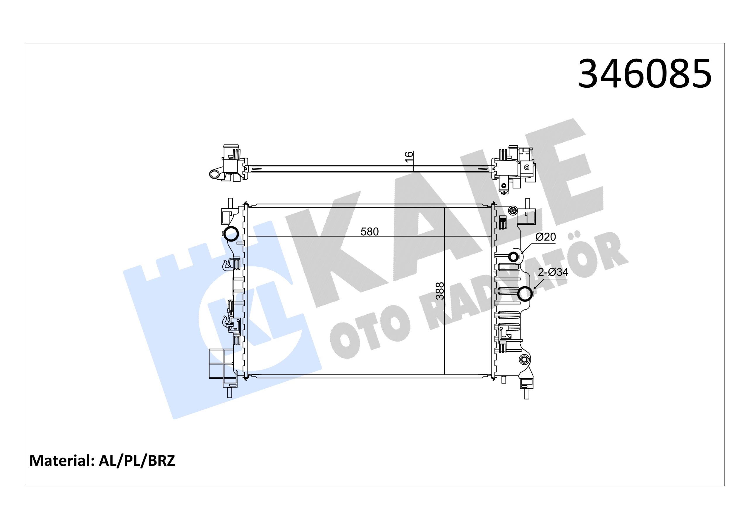 KLE-346085 RADYATÖR SU MOKKA / MOKKA X 12= / AVEO T300 / TRAX A16XER-B16XER-D16XER
