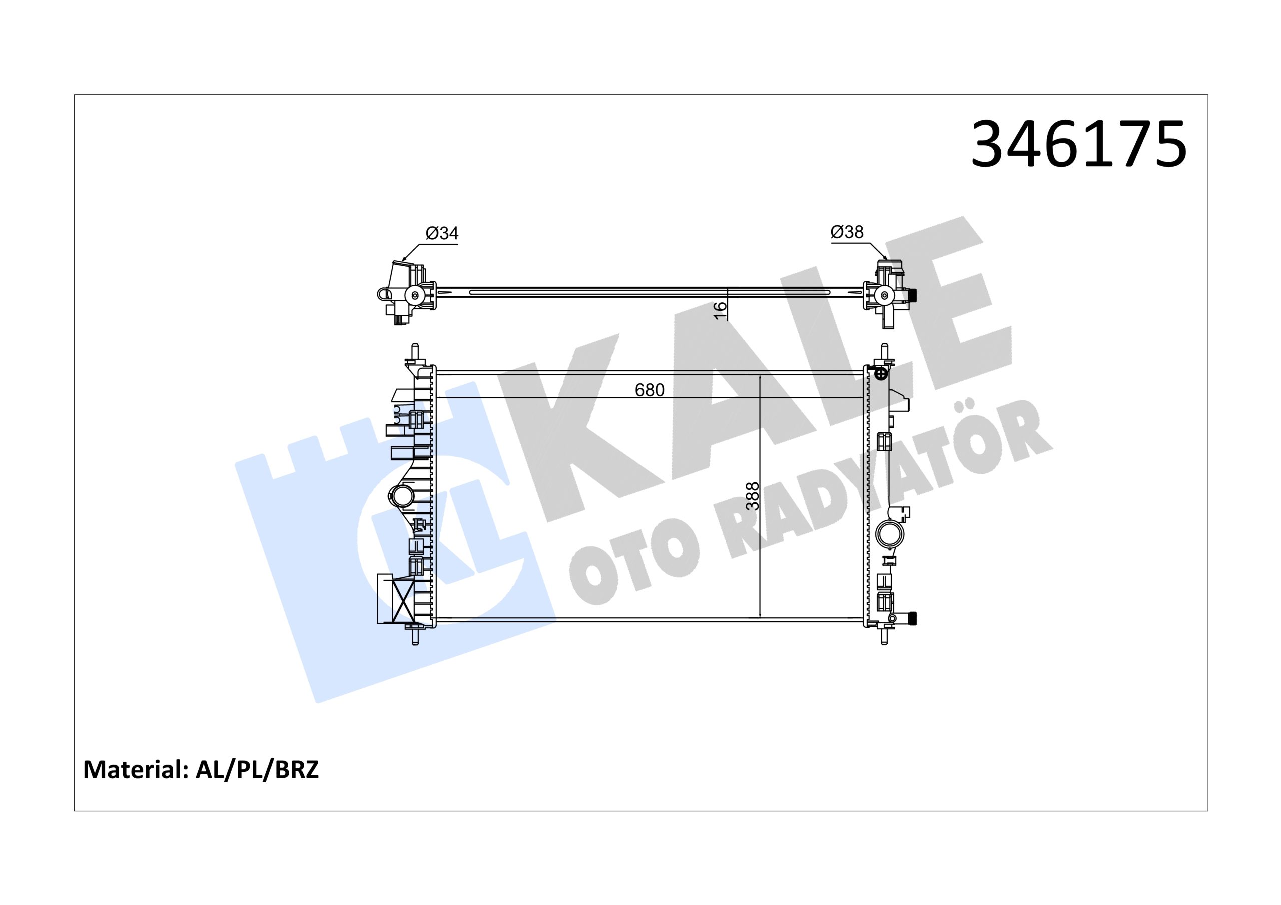 KLE-346175 RADYATÖR SU INSIGNIA A  A16XER-A16LET M-T BRAZING