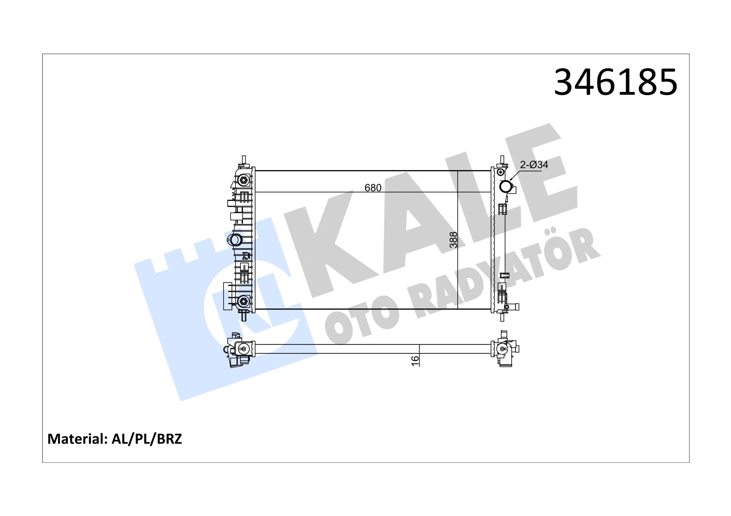 KLE-346185 RADYATÖR SU INSIGNIA 08= / 2.0 T A-T BRAZING