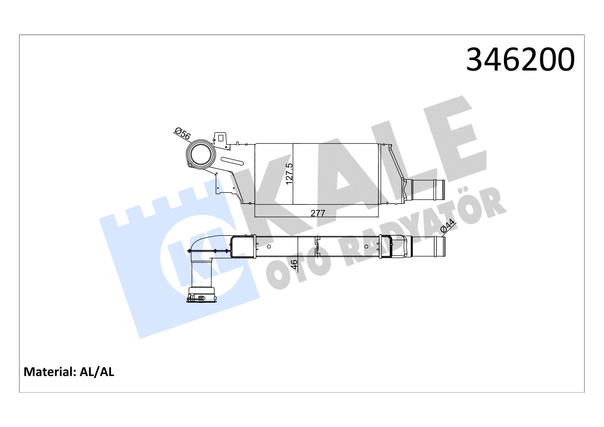 KLE-346200 TURBO RADYATÖRÜ (INTERCOOLER) COMBO C / CORSA C / TIGRA B Z13DT-Z13DTJ-Z17DTH-Y13DT