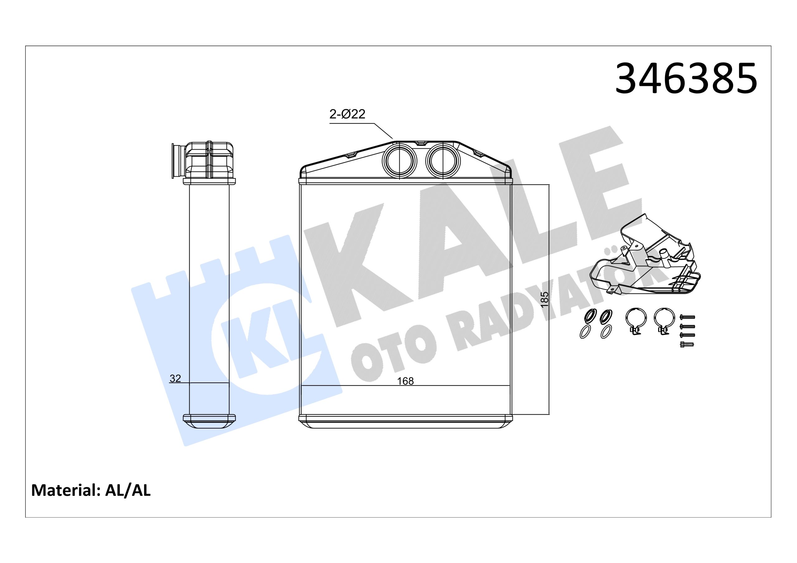 KLE-346385 RADYATÖR KALORİFER VECTRA C 02-08 / 9-3 02= / MERIVA A 03-10 / BRAZING