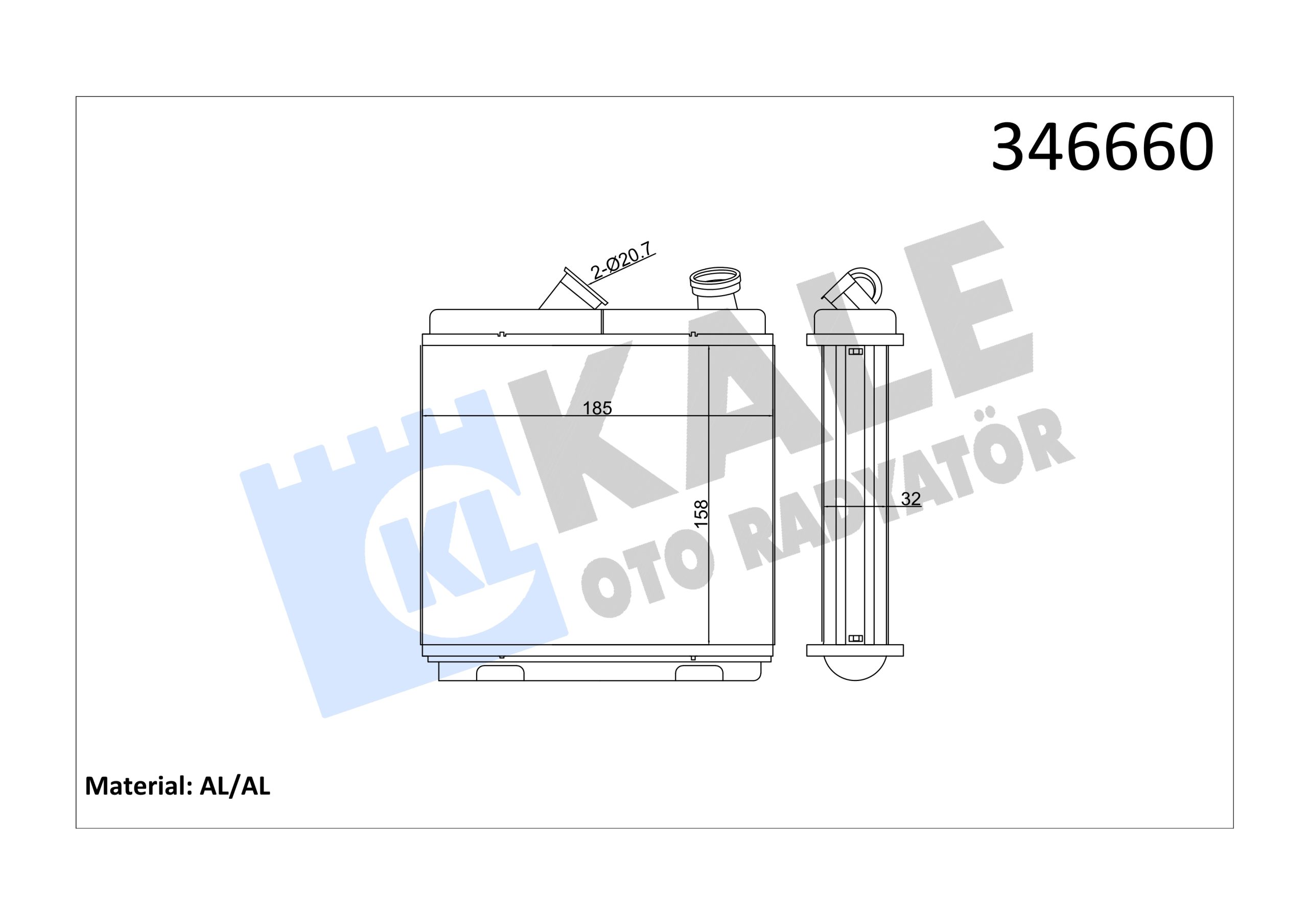 KLE-346660 RADYATÖR KALORİFER VECTRA A 88-95 / ASTRA F 91-98 / BRAZING