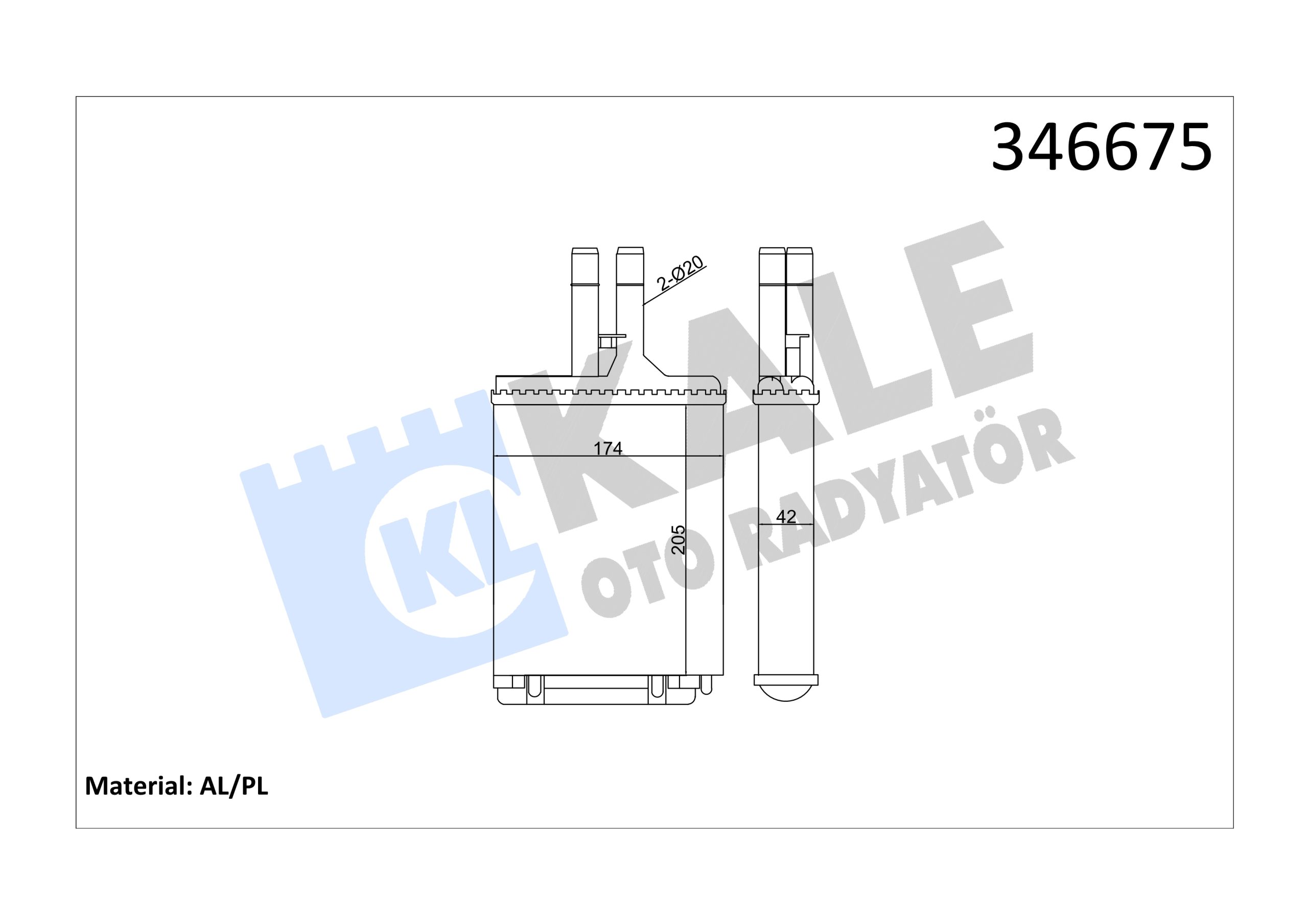 KLE-346675 RADYATÖR KALORİFER VECTRA B 95-03 / MEKANİK