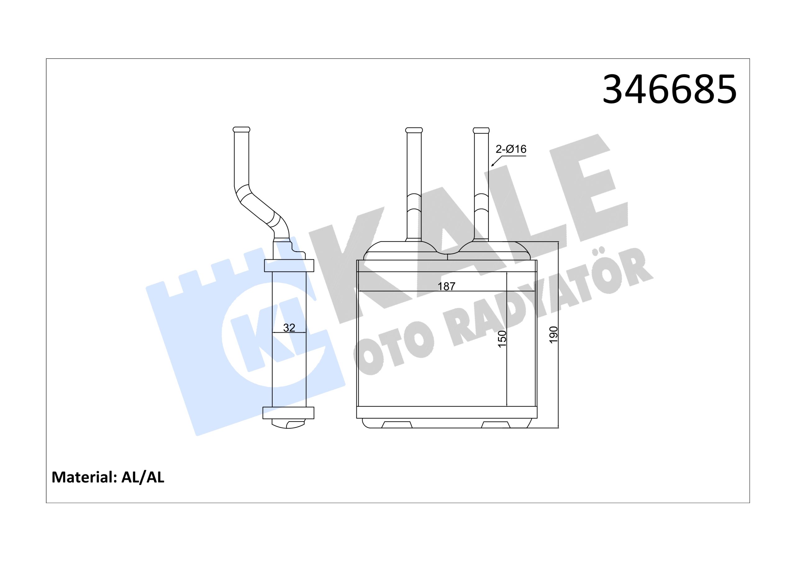 KLE-346685 RADYATÖR KALORİFER COMBO B 94-01 / CORSA B 93-00