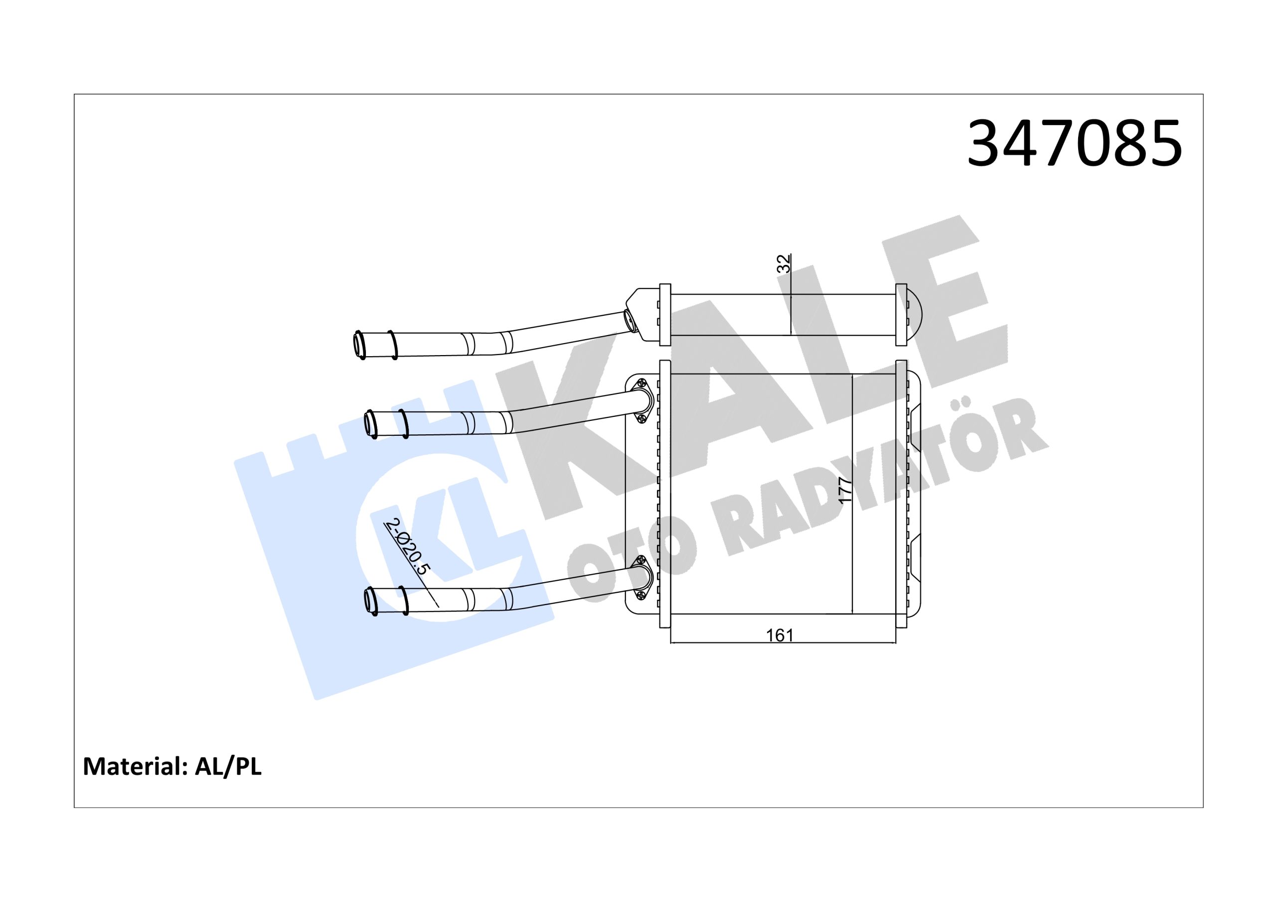 KLE-347085 RADYATÖR KALORİFER VECTRA A 88-95 / ASTRA F 91-98 / ASTRA F CLASSIC 98-02 / BRAZING