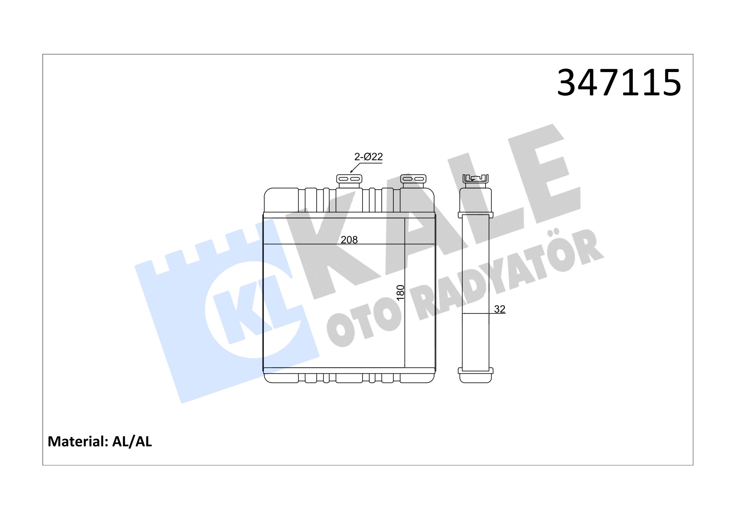 KLE-347115 RADYATÖR KALORİFER ASTRA G 98-07 / ZAFIRA A 99-05 / ZAFIRA B 05-11 / BRAZING