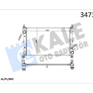 KLE-347325 RADYATÖR SU DOBLO / PUNTO / CORSA D Z13DTH-A13DTE-Z13DTE-A16LER-B16LER M-T BRAZING 16mm