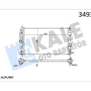KLE-349300 RADYATÖR SU CRUZE 11-14 / ASTRA J 09-16 / 1.6 (AT) BRAZING