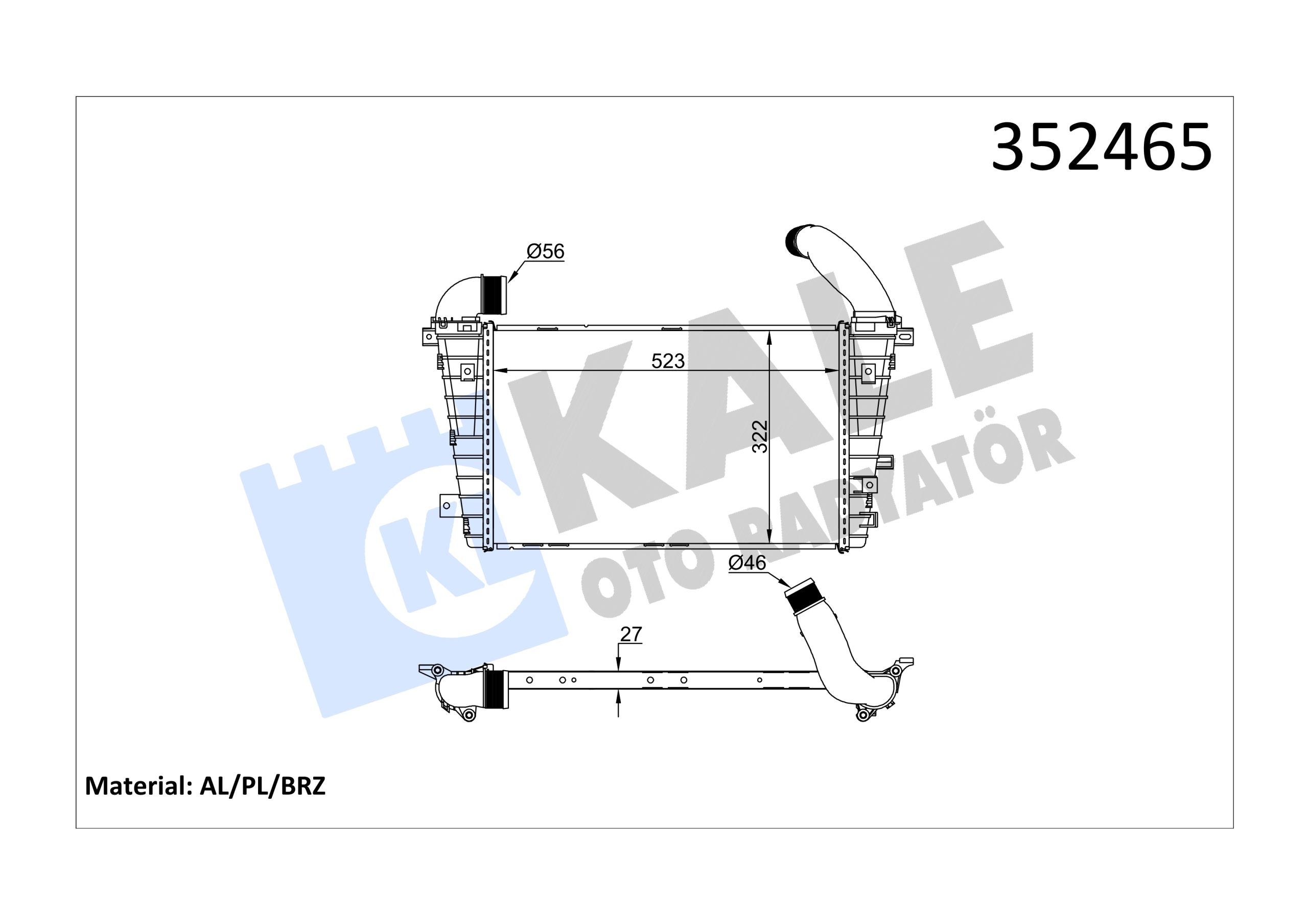 KLE-352465 TURBO RADYATÖRÜ (INTERCOOLER) ASTRA H Z13DTH-Z19DTH-Z20LEH