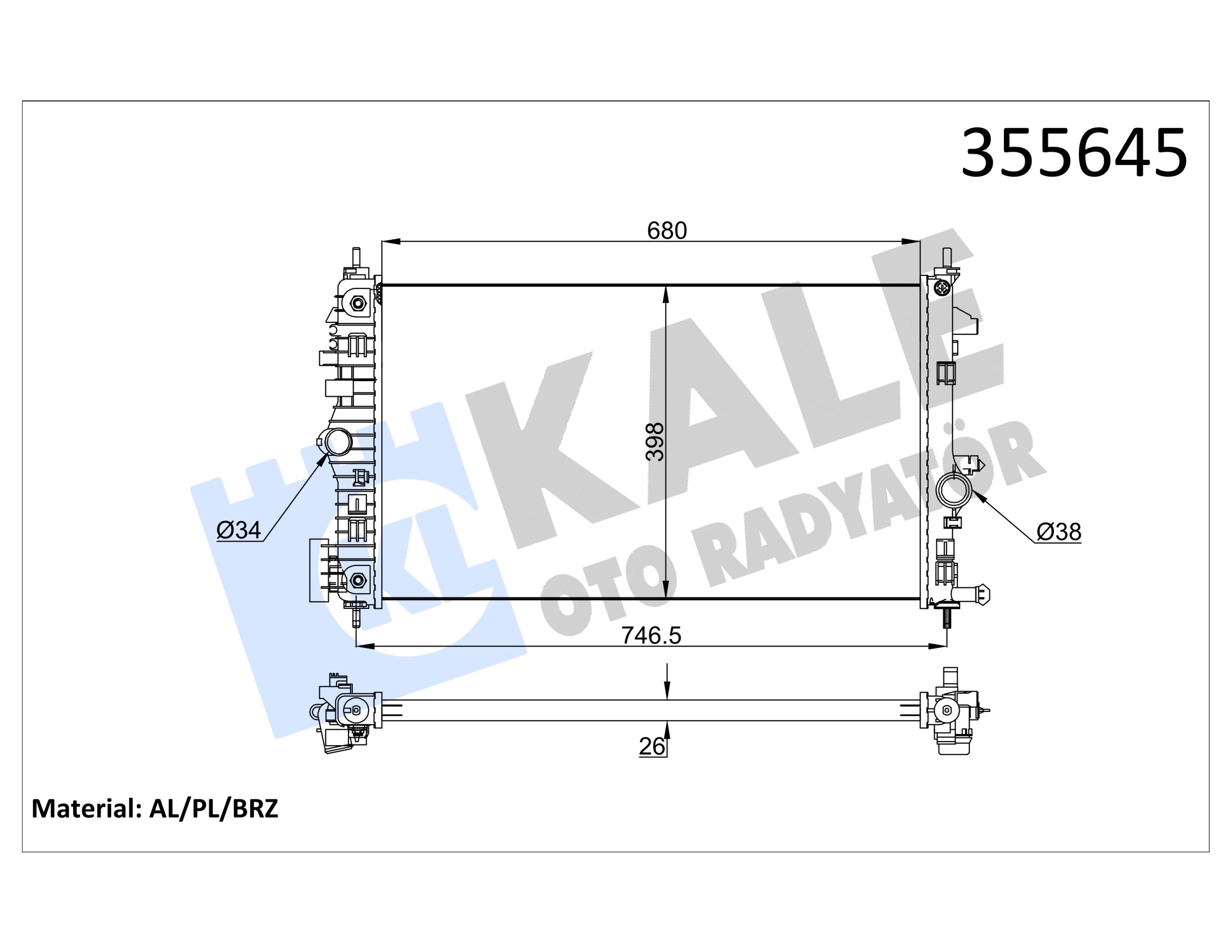KLE-355645 RADYATÖR SU INSIGNIA A B16DTH-B20DTH A-T BRAZİNG