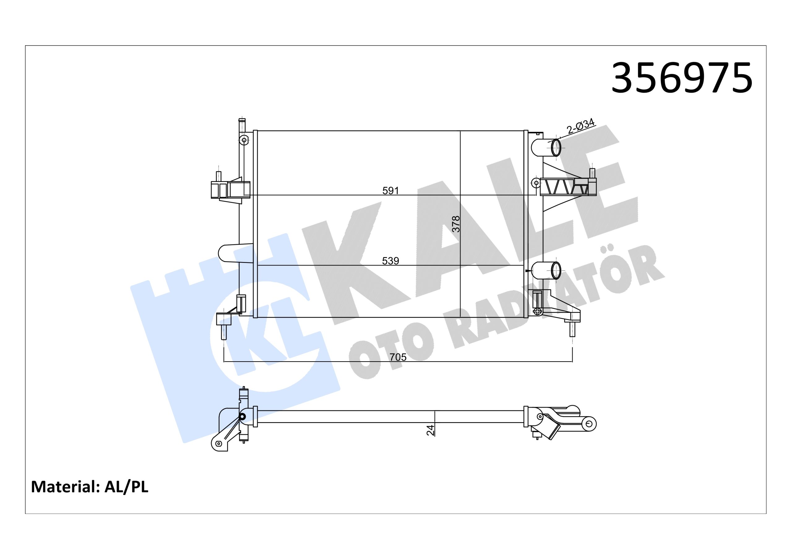 KLE-356975 RADYATÖR SU CORSA C 00-06 / TIGRA B 04= / 1.0 12V-1.2 16V-1.4 M-T MEKANİK