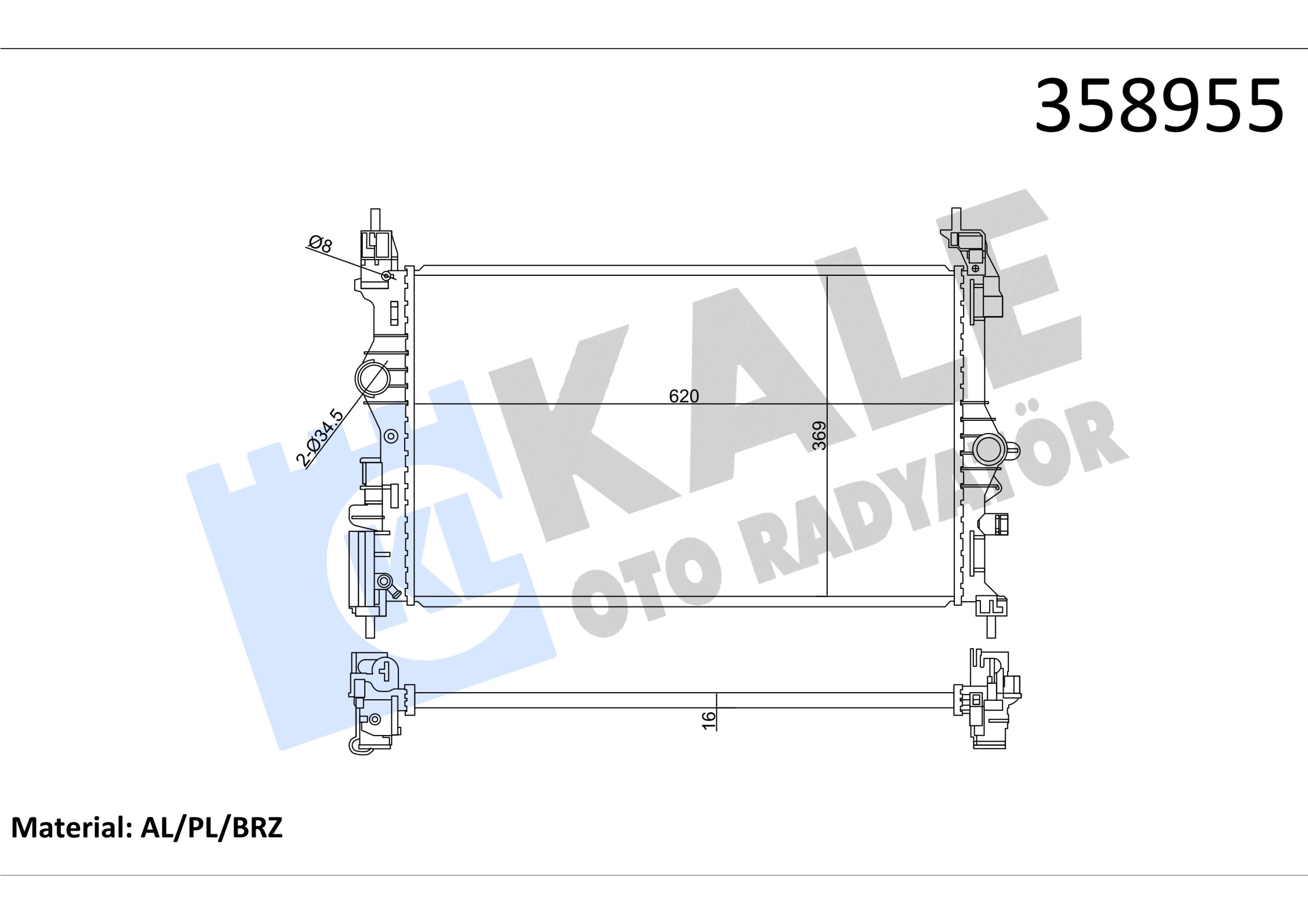 KLE-358955 RADYATÖR SU CORSA E / ADAM B10XFT-F10XFT BRAZING