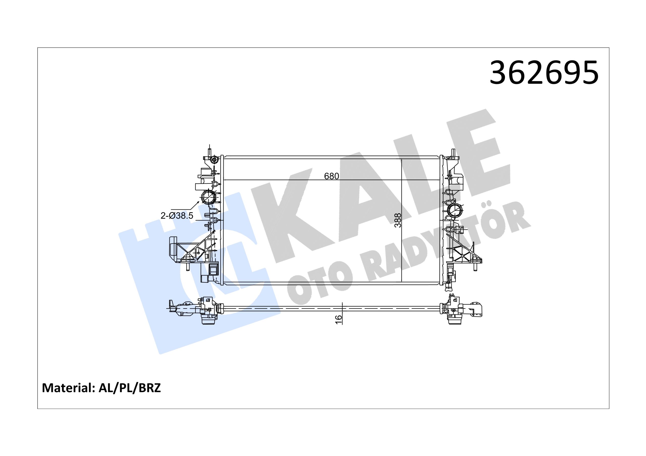 KLE-362695 RADYATÖR SU ASTRA K 16 = / B14XE M-T BRAZING