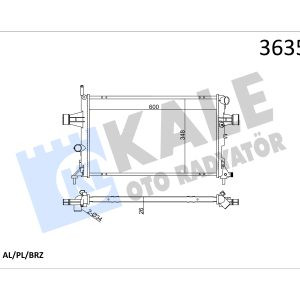 KLE-363500 RADYATÖR SU ASTRA G / ZAFIRA A Z14XE-Z16XE-X16XEL-X18XE-Z22SE M-T 26mm BRAZING