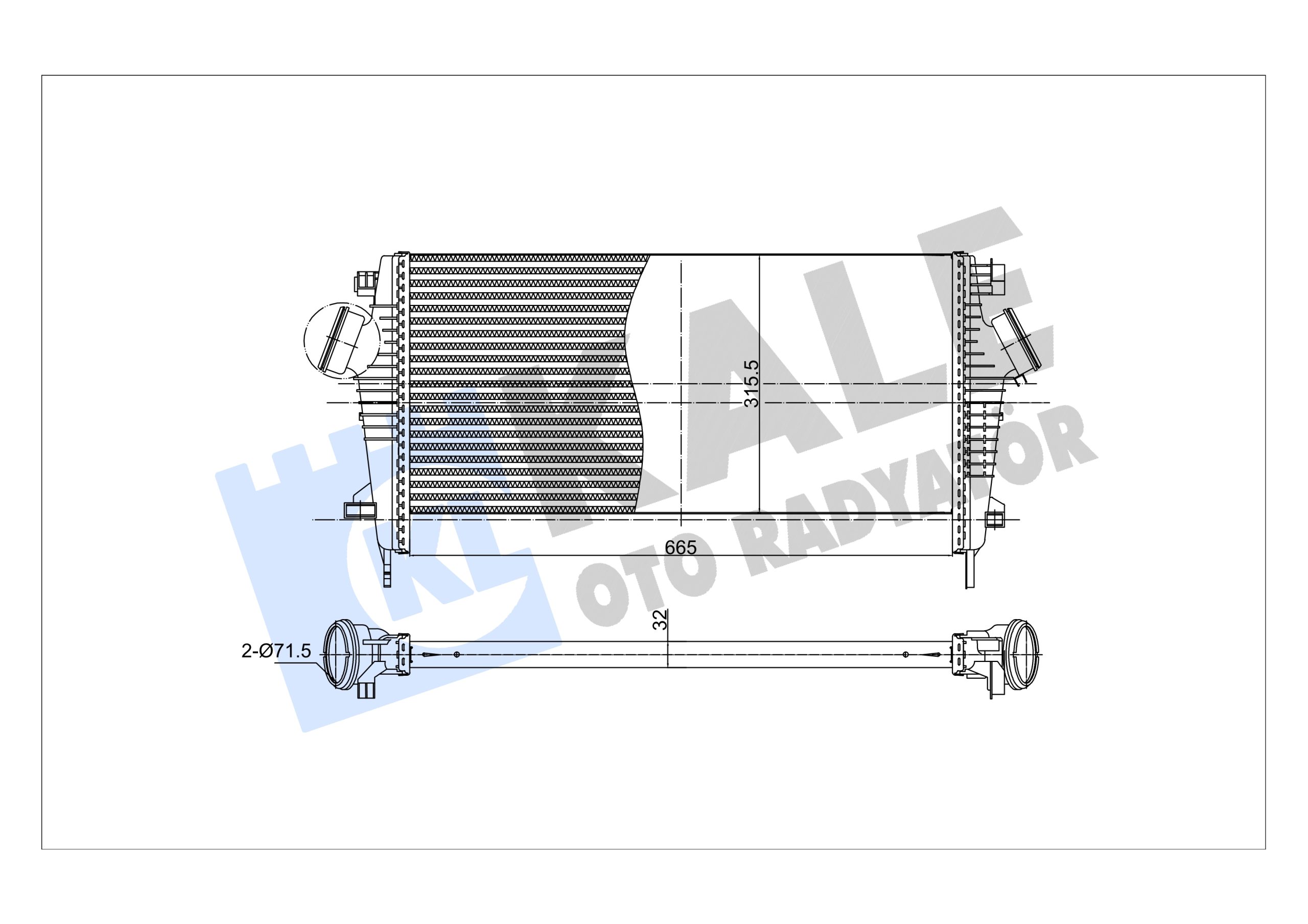 KLE-375610 TURBO RADYATÖRÜ (INTERCOOLER) INSIGNIA A B16DTH-B16DTC A.T (665X315,5X32)