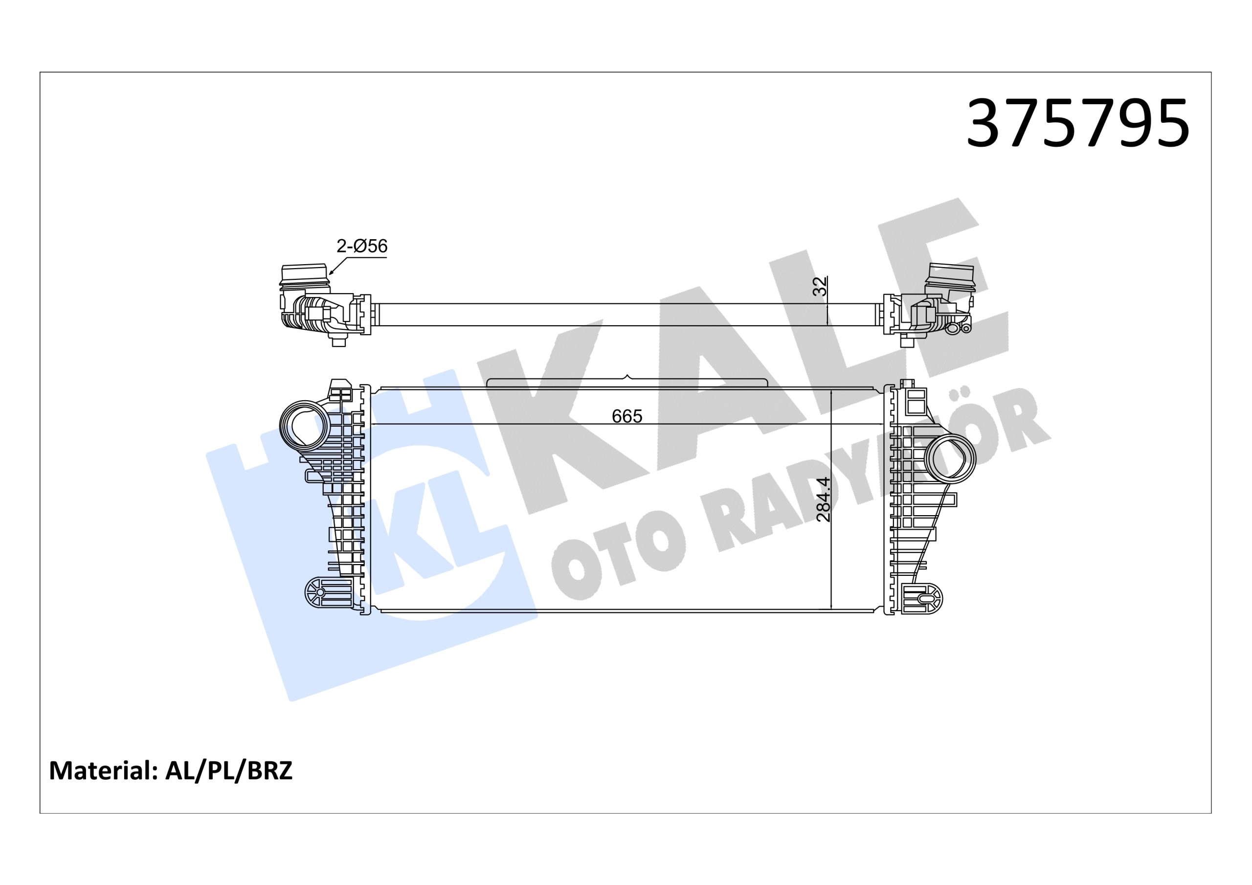 KLE-375795 TURBO RADYATÖRÜ (INTERCOOLER) INSIGNIA B B15SFT-B16DTH-D16CFT-B20NFT-D20DTH
