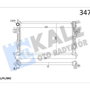 KLE-347495 RADYATÖR SU COMBO C 01-06 / CORSA C 00-06 / TIGRA B 04= / 1.3 CDTI-1.7 CDTI M-T MEKANIK