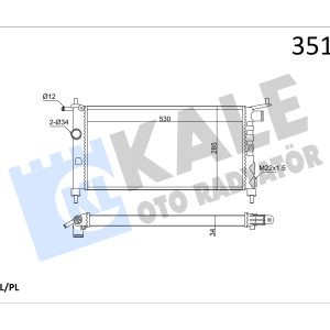 KLE-351235 RADYATÖR SU CORSA B  93-00 / TIGRA A 94-00 / 1.2-1.4 M-T KLIMASIZ MEKANIK