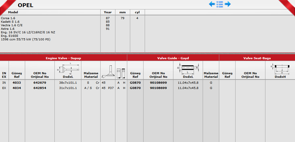 GNS-4033-4034 SUPAP TAKIM ASTRAF / VECTRA A 91-95  C16NZ 8V