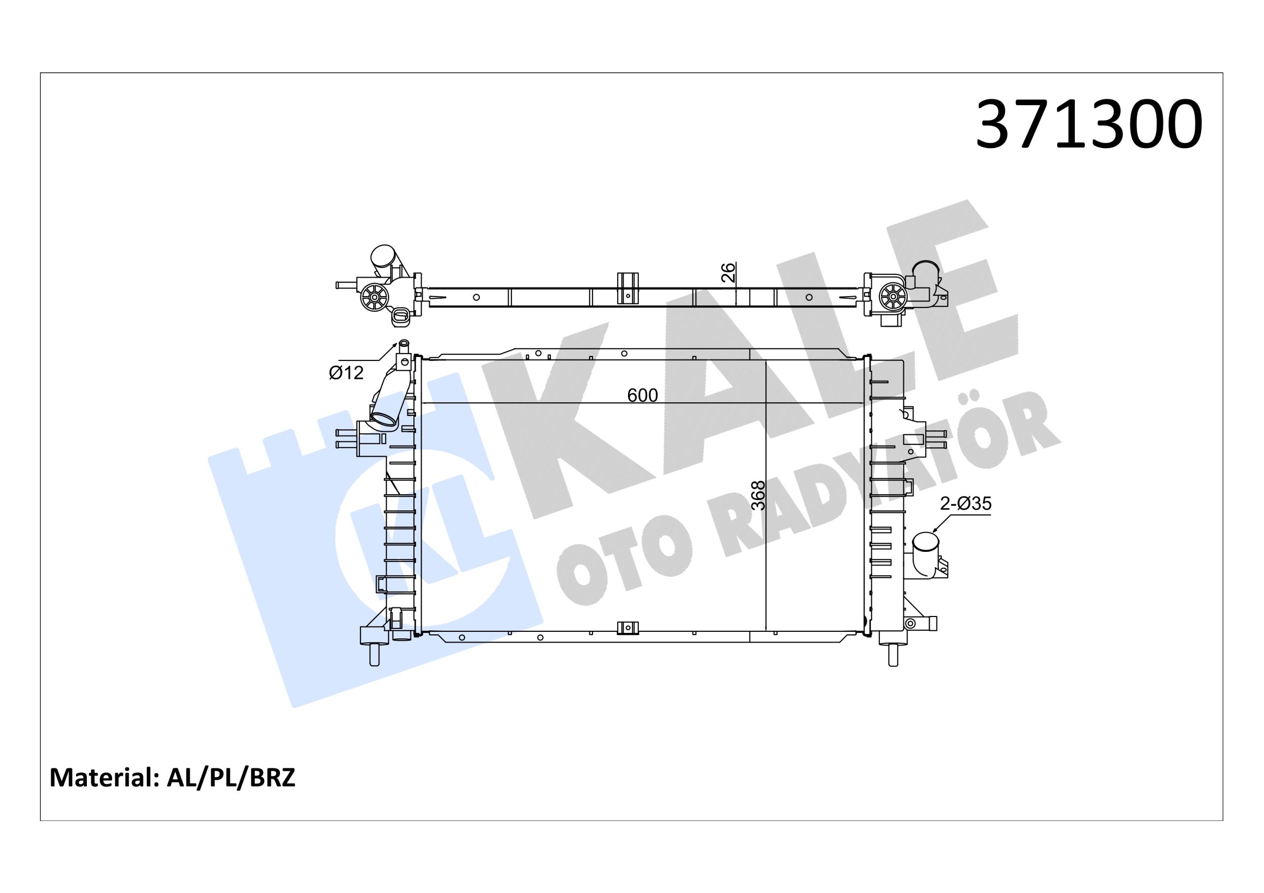 KLE-371300 RADYATÖR SU ASTRA H / ZAFIRA B Z13DTH-A17DTR-Z17DTR-Z17DTH-Z19DTH M-T BRAZING